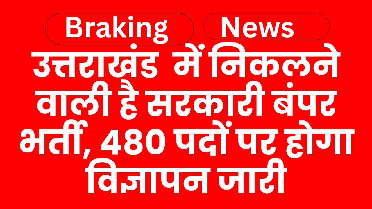 उत्तराखंड में निकलने वाली है सरकारी बंपर भर्ती, 480 पदों पर होगा विज्ञापन जारी